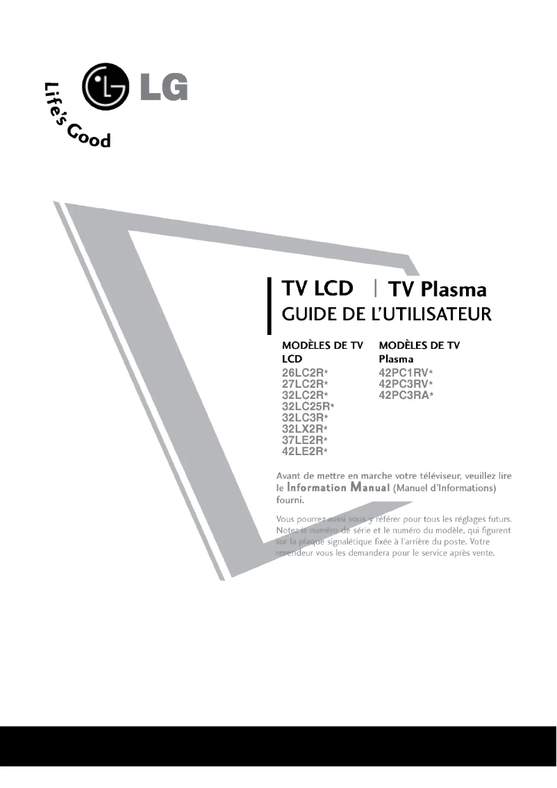 Page 1 de la notice Manuel utilisateur LG 32LC2RA