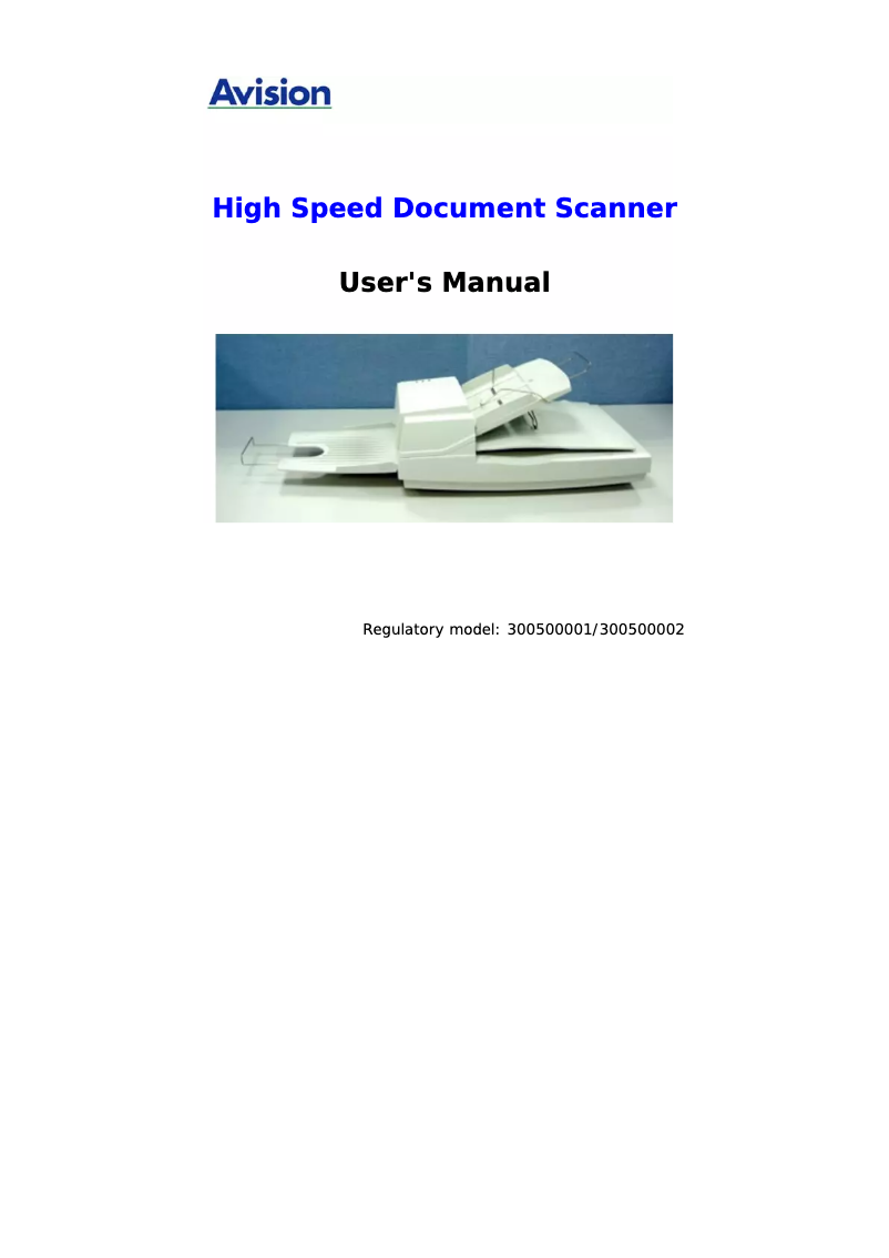 Page 1 de la notice Manuel utilisateur Avision AV-3850SU