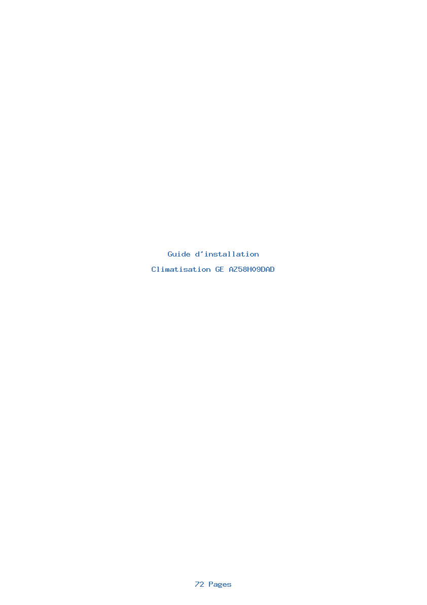 Page 1 de la notice Guide d'installation GE AZ58H09DAD