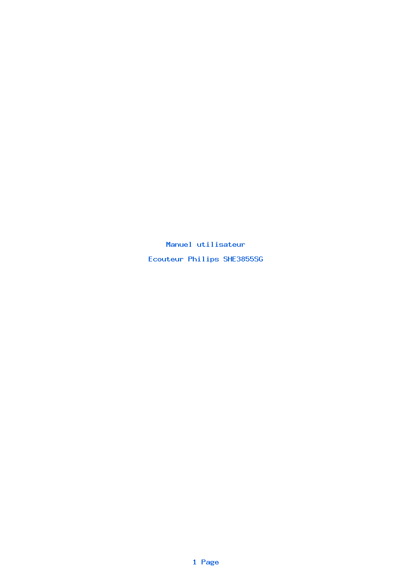Page 1 de la notice Manuel utilisateur Philips SHE3855SG