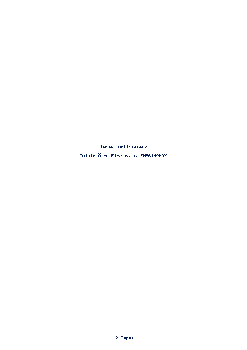 Page 1 de la notice Manuel utilisateur Electrolux EHS6140HOX