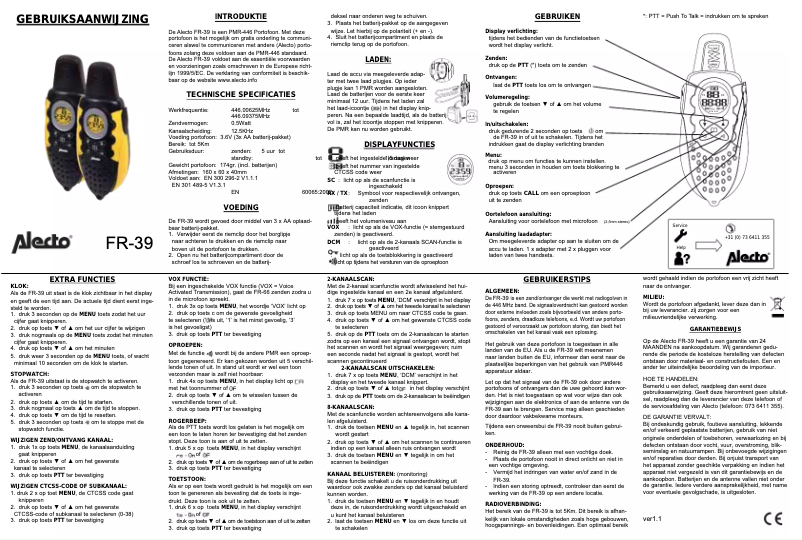 Página 1 del manual Manual de usuario Alecto FR-39