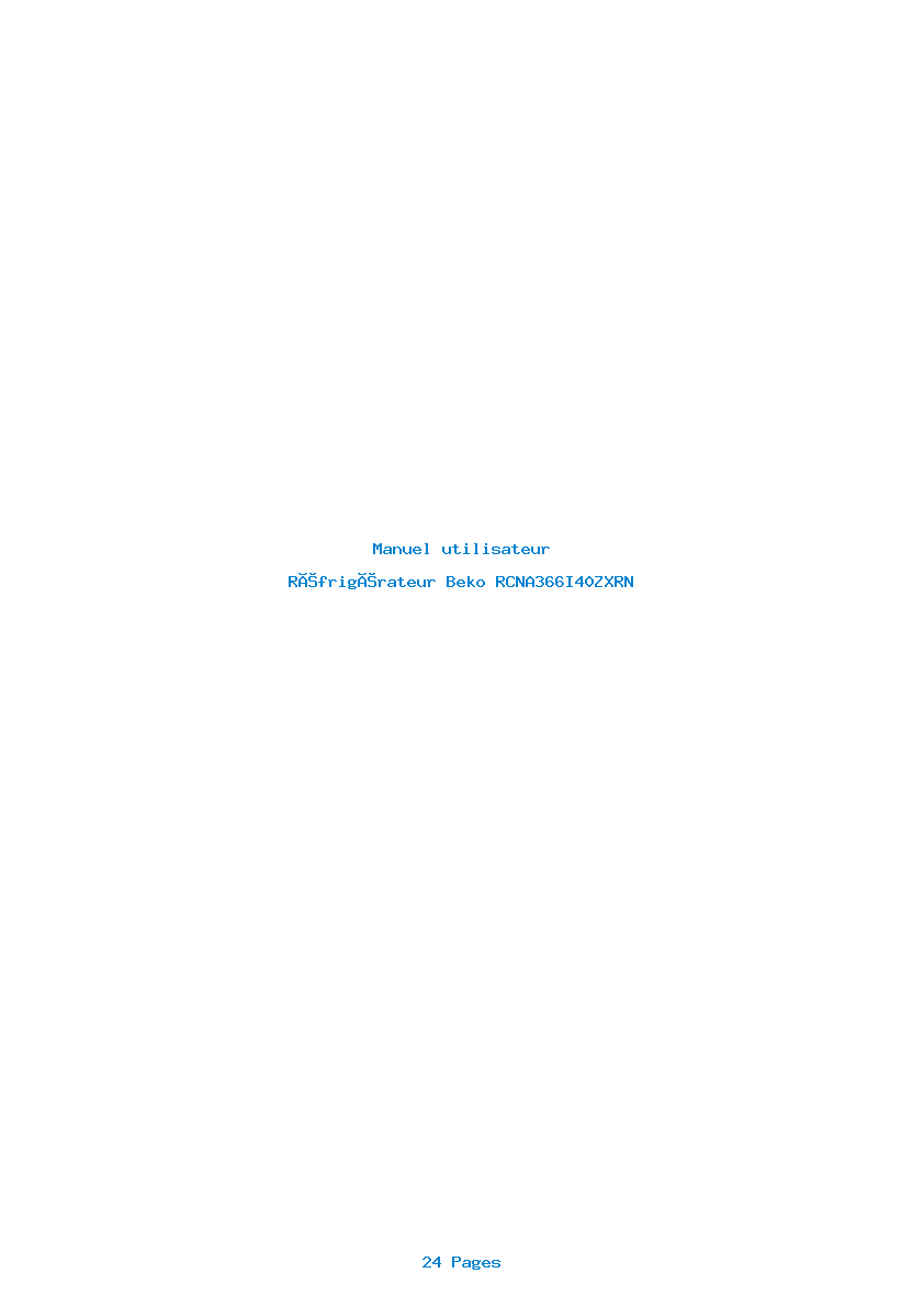 Page 1 de la notice Manuel utilisateur Beko RCNA366I40ZXRN