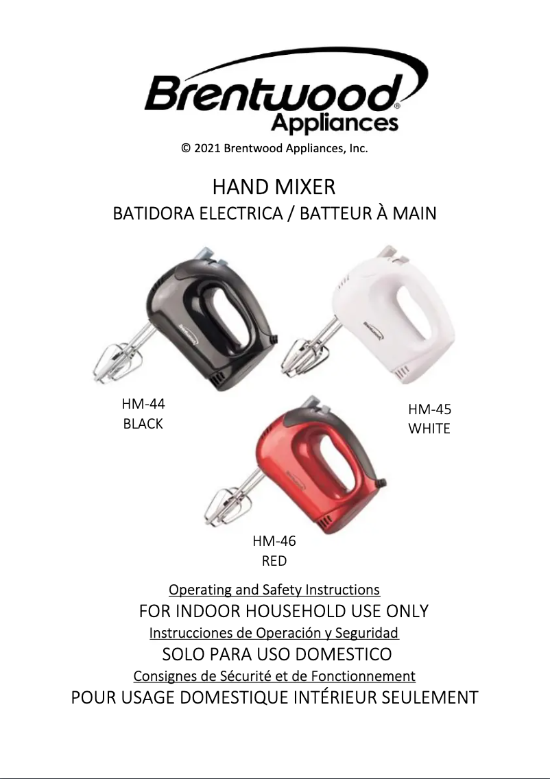 Page 1 de la notice Manuel utilisateur Brentwood HM-46