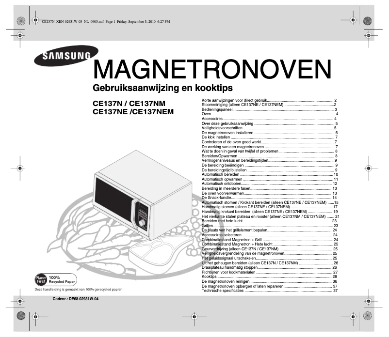 Página 1 del manual Manual de usuario Samsung CE137NEM-S