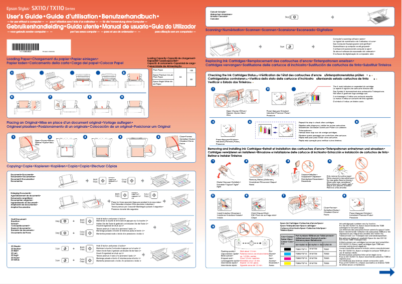 Page 1 de la notice Manuel utilisateur Epson Stylus TX119