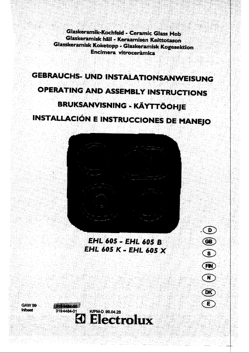 Page 1 de la notice Manuel utilisateur Electrolux EHL605