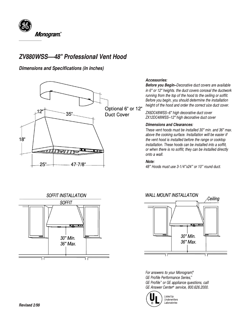 Page n°1 - Fiche technique GE ZV880WSS