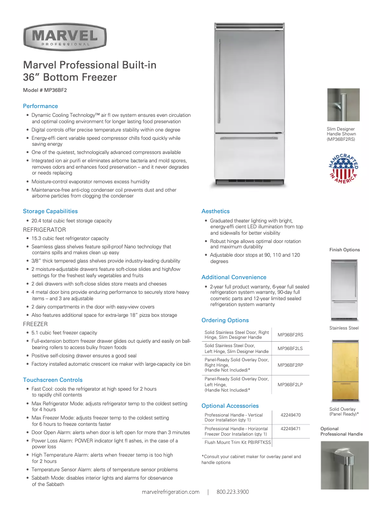 Page 1 de la notice Manuel utilisateur Marvel MP36BF2R