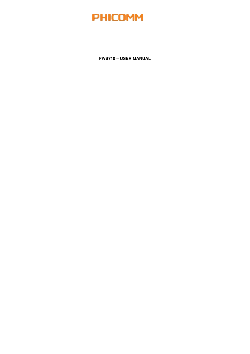 Page 1 de la notice Manuel utilisateur Phicomm FWS710