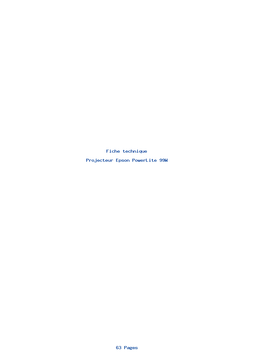 Image de la première page du manuel de l'appareil PowerLite 99W