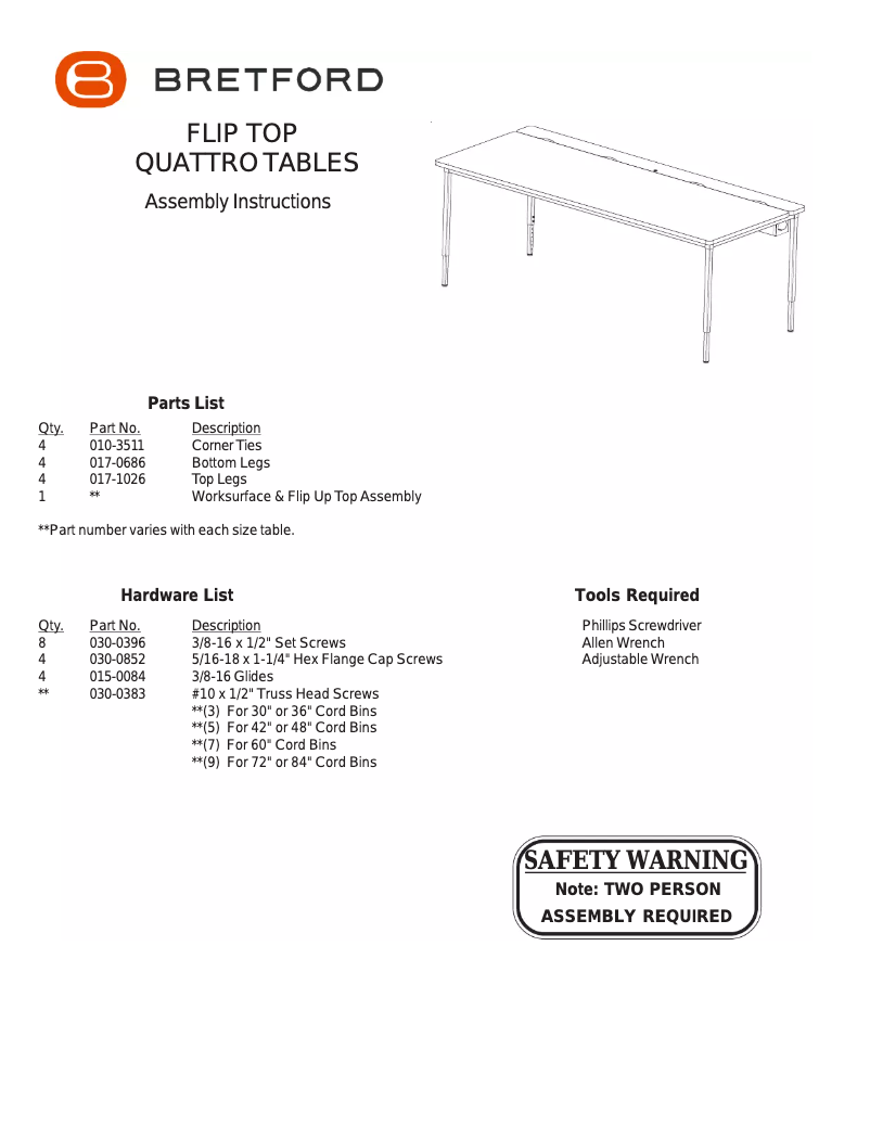 Page 1 de la notice Manuel utilisateur Bretford Quattro Voltea QFT3684-GMQ