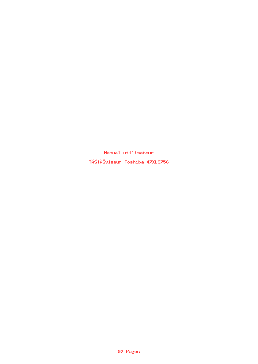 Page 1 de la notice Manuel utilisateur Toshiba 47XL975G