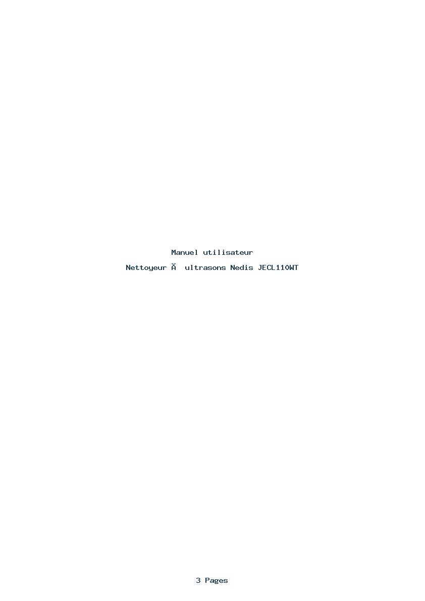 Page 1 de la notice Manuel utilisateur Nedis JECL110WT