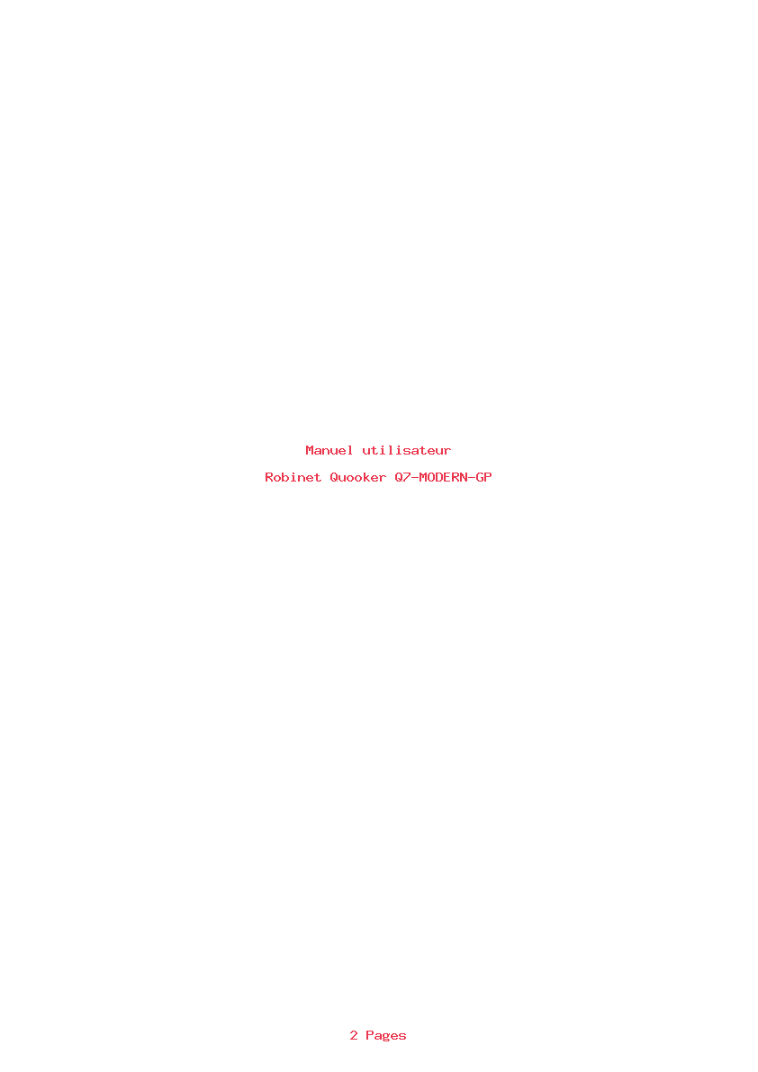 Page 1 de la notice Manuel utilisateur Quooker Q7-MODERN-GP