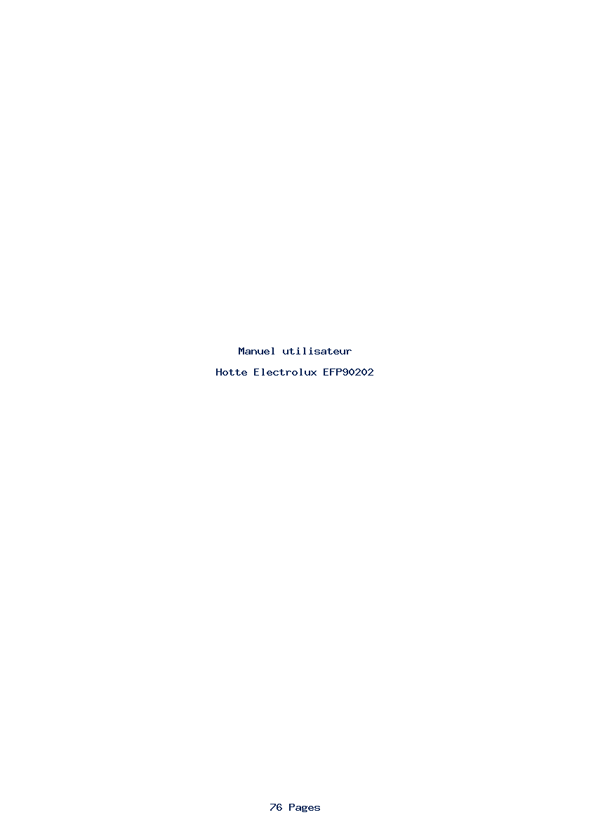 Page 1 de la notice Manuel utilisateur Electrolux EFP90202