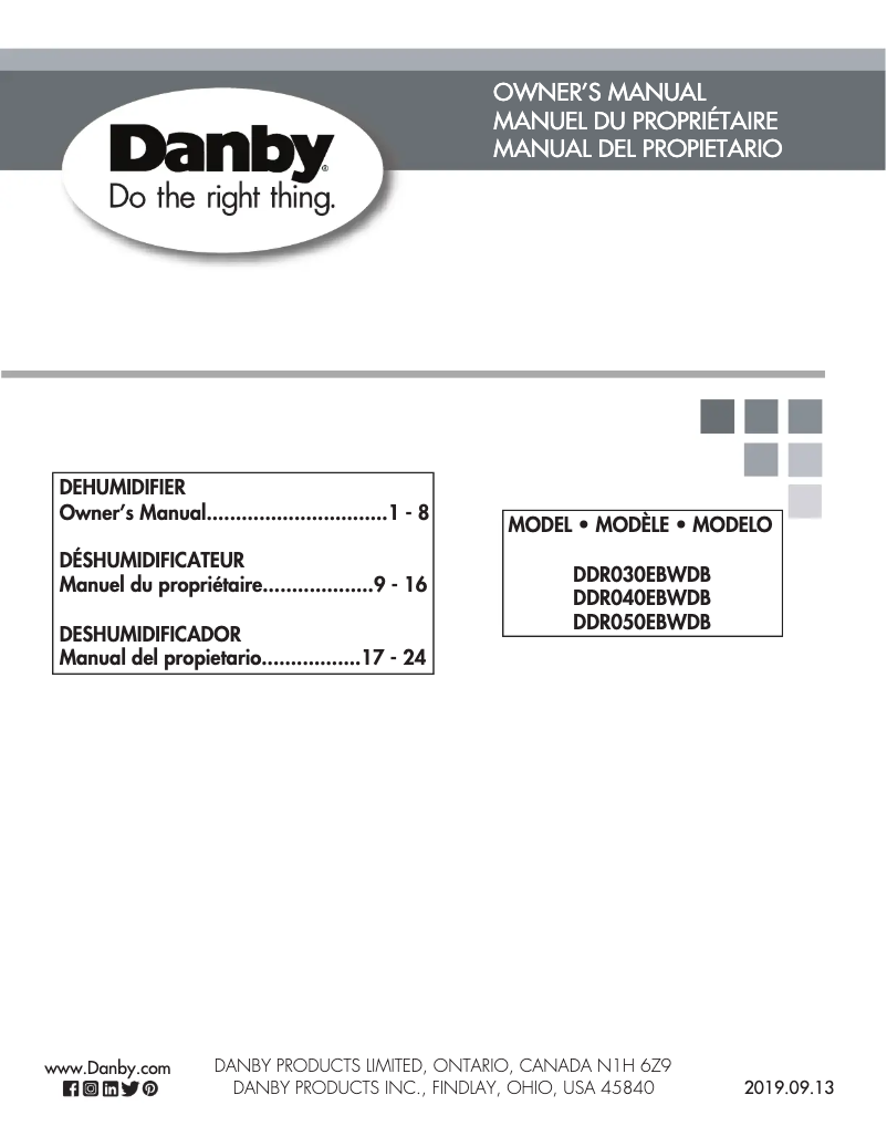 Page 1 de la notice Manuel utilisateur Danby DDR030EBWDB