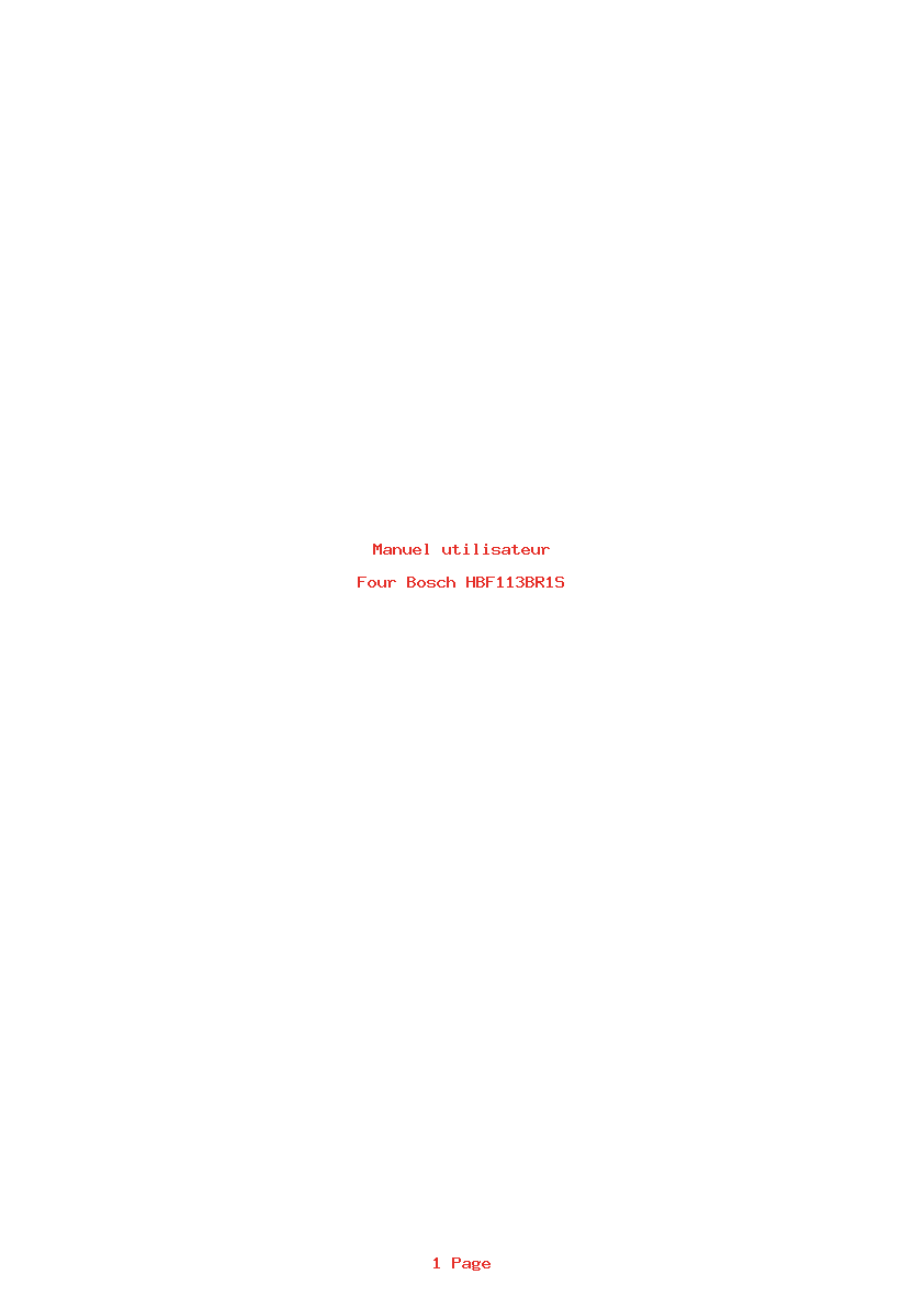 Page 1 de la notice Manuel utilisateur Bosch HBF113BR1S