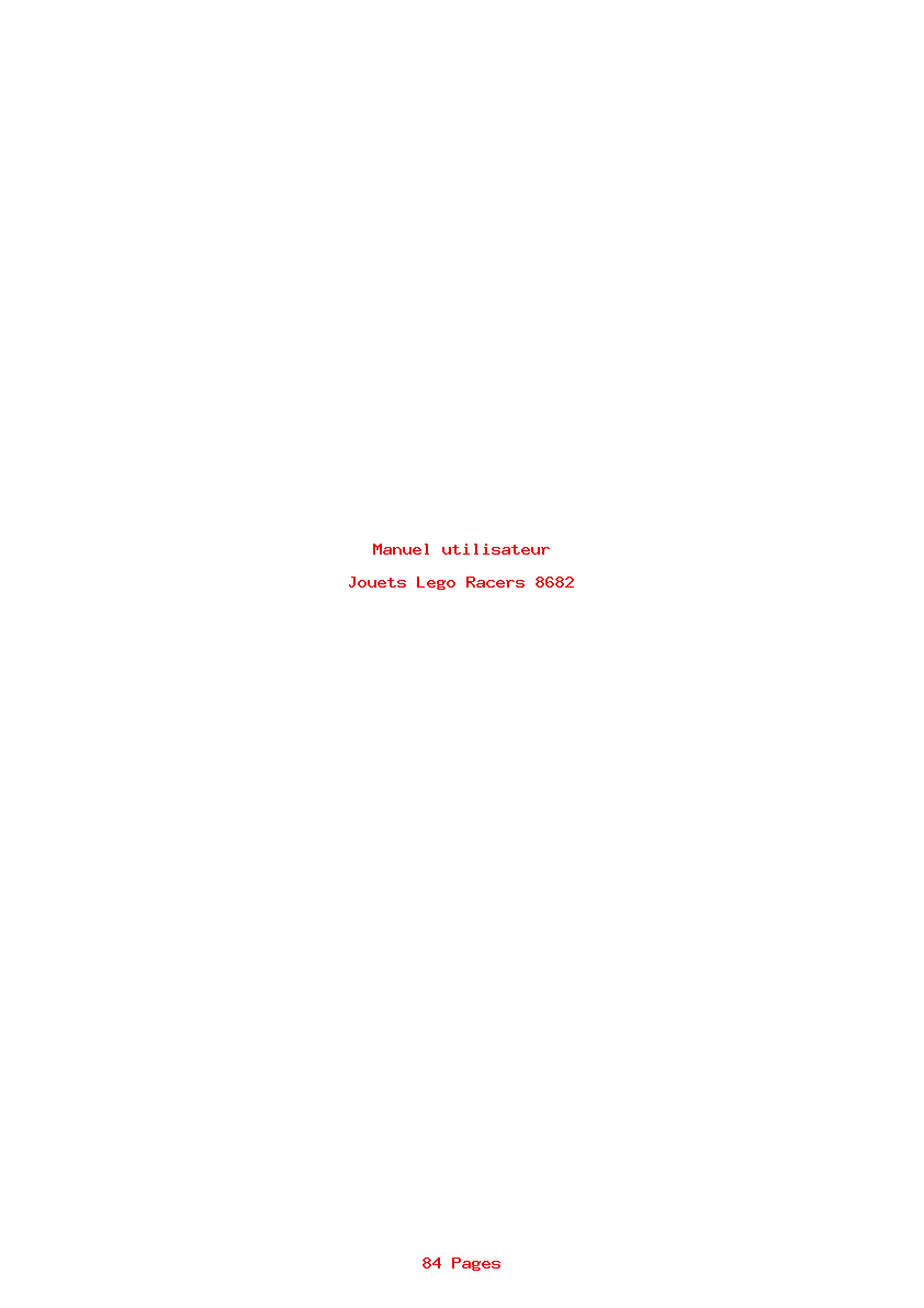 Page 1 de la notice Manuel utilisateur Lego Racers 8682