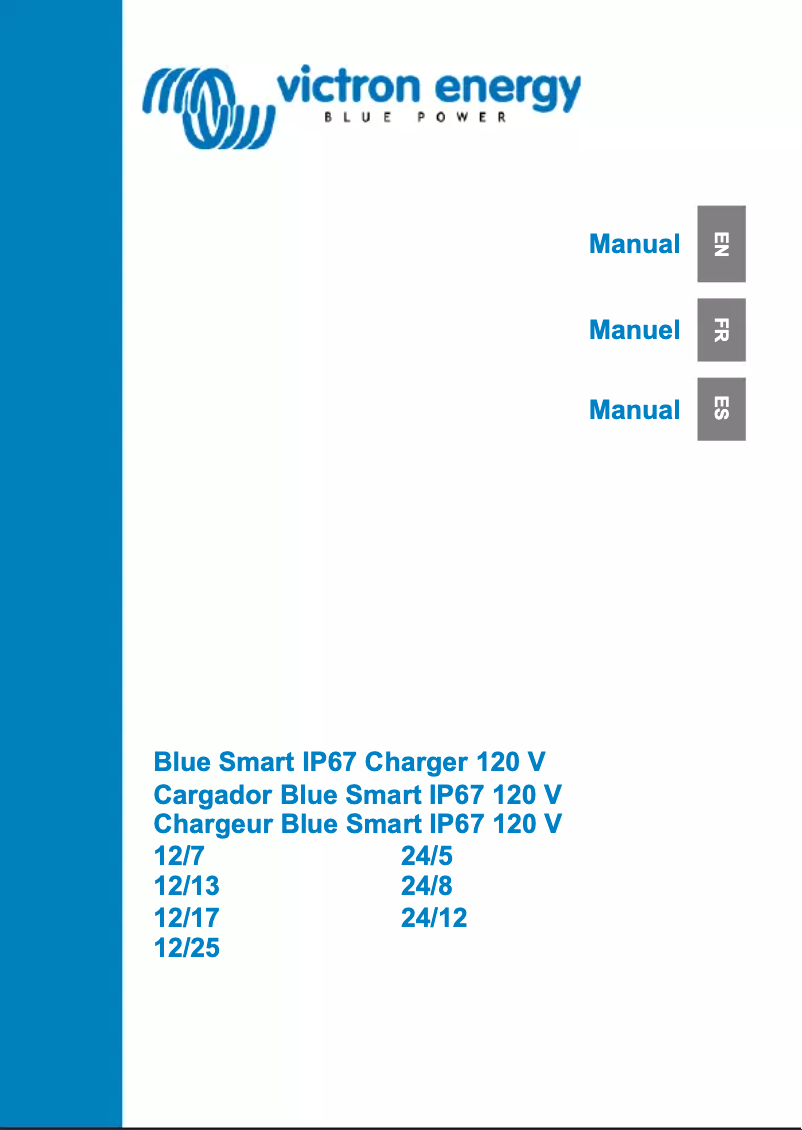 Page 1 de la notice Manuel utilisateur Victron Energy Blue Smart IP67
