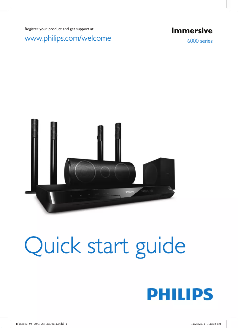 Page n°1 - Guide de démarrage rapide Philips HTS6593