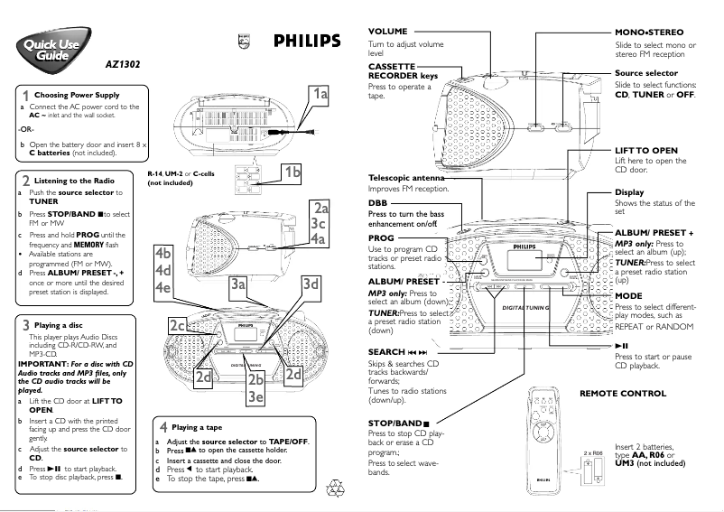 Página 1 del manual Guía de inicio rápido Philips AZ1302