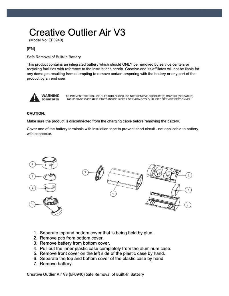 Page 1 de la notice Manuel utilisateur Creative Outlier Air V3
