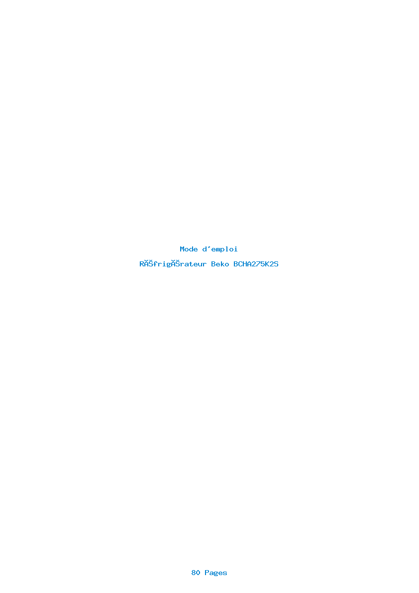 Page 1 de la notice Mode d'emploi Beko BCHA275K2S