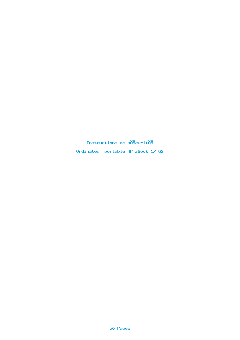 Page 1 de la notice Instructions de sécurité HP ZBook 17 G2