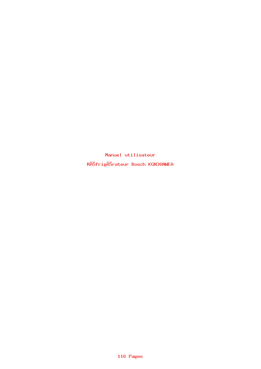 Page 1 de la notice Manuel utilisateur Bosch KGN36NWEA