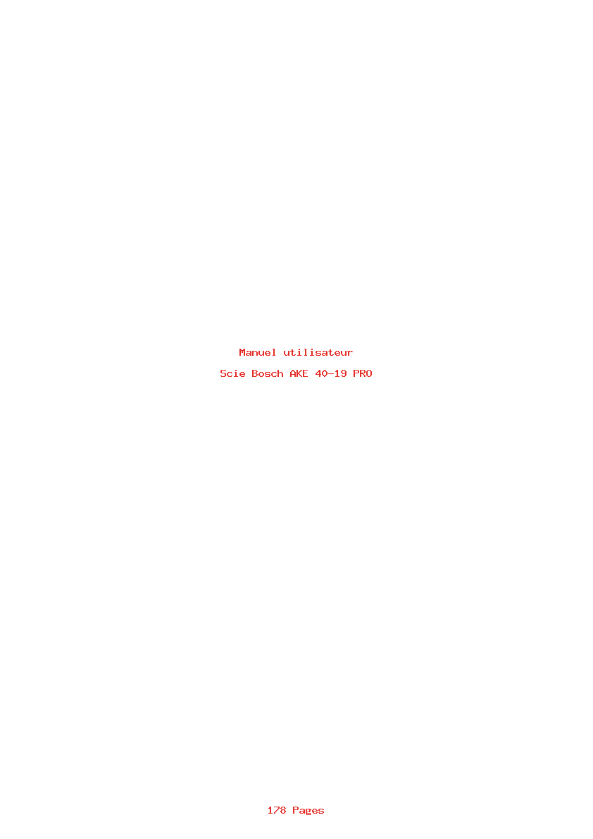 Page 1 de la notice Manuel utilisateur Bosch AKE 40-19 PRO