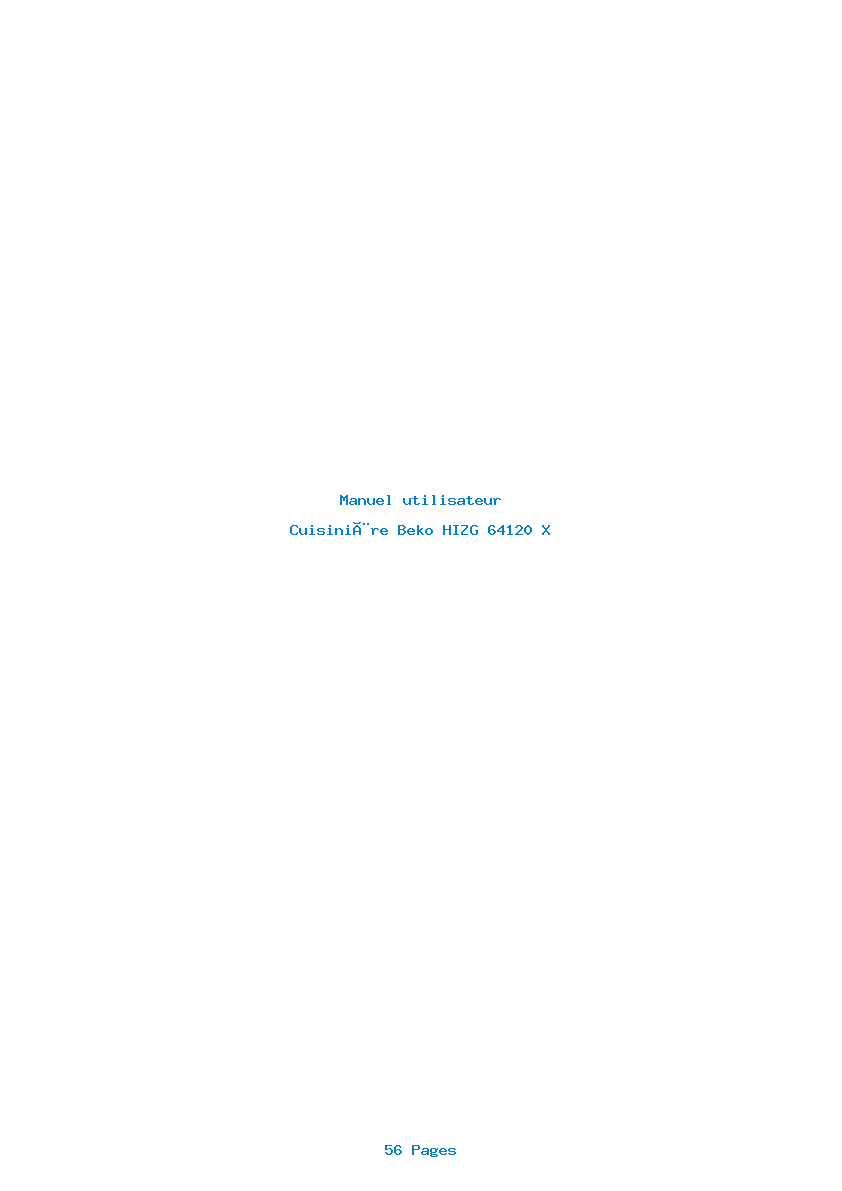Page 1 de la notice Manuel utilisateur Beko HIZG 64120 X