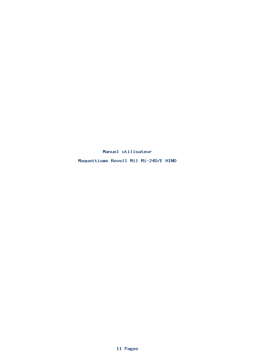 Page 1 de la notice Manuel utilisateur Revell Mil Mi-24D/E HIND