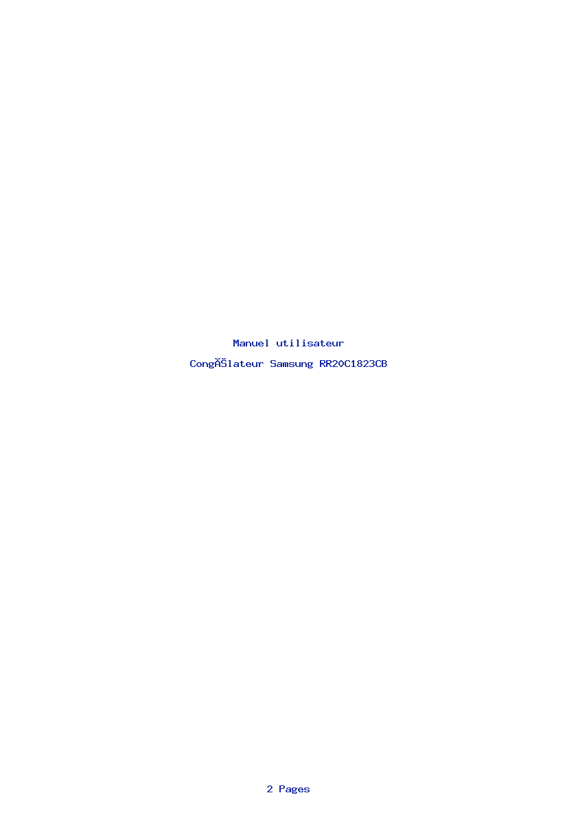 Page 1 de la notice Manuel utilisateur Samsung RR20C1823CB