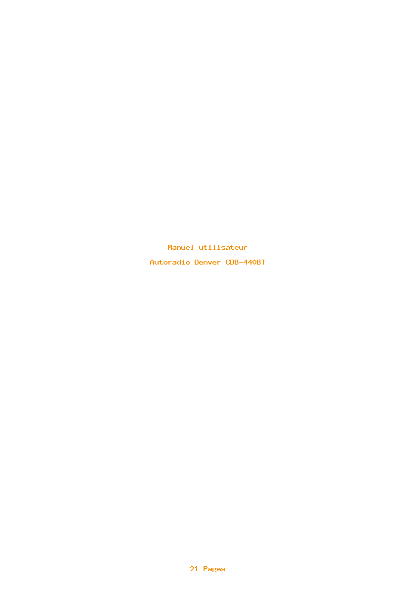 Page 1 de la notice Manuel utilisateur Denver CDB-440BT