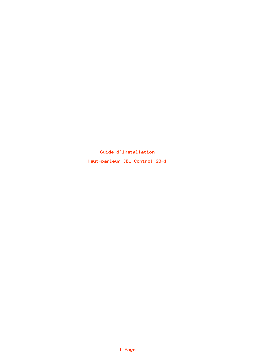 Page 1 de la notice Guide d'installation JBL Control 23-1