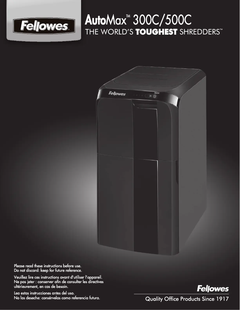 Page 1 de la notice Manuel utilisateur Fellowes AutoMax 500C