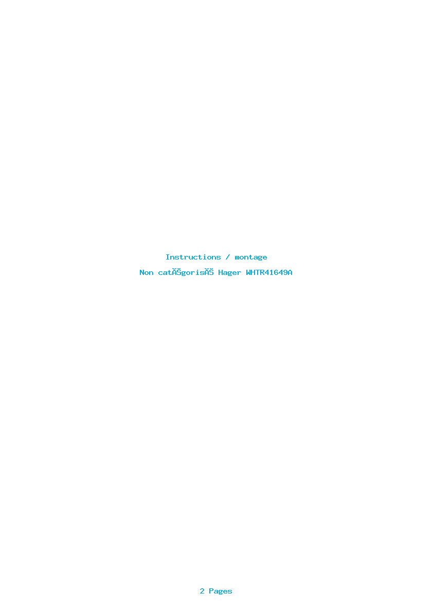 Page 1 de la notice Instructions / montage Hager WHTR41649A