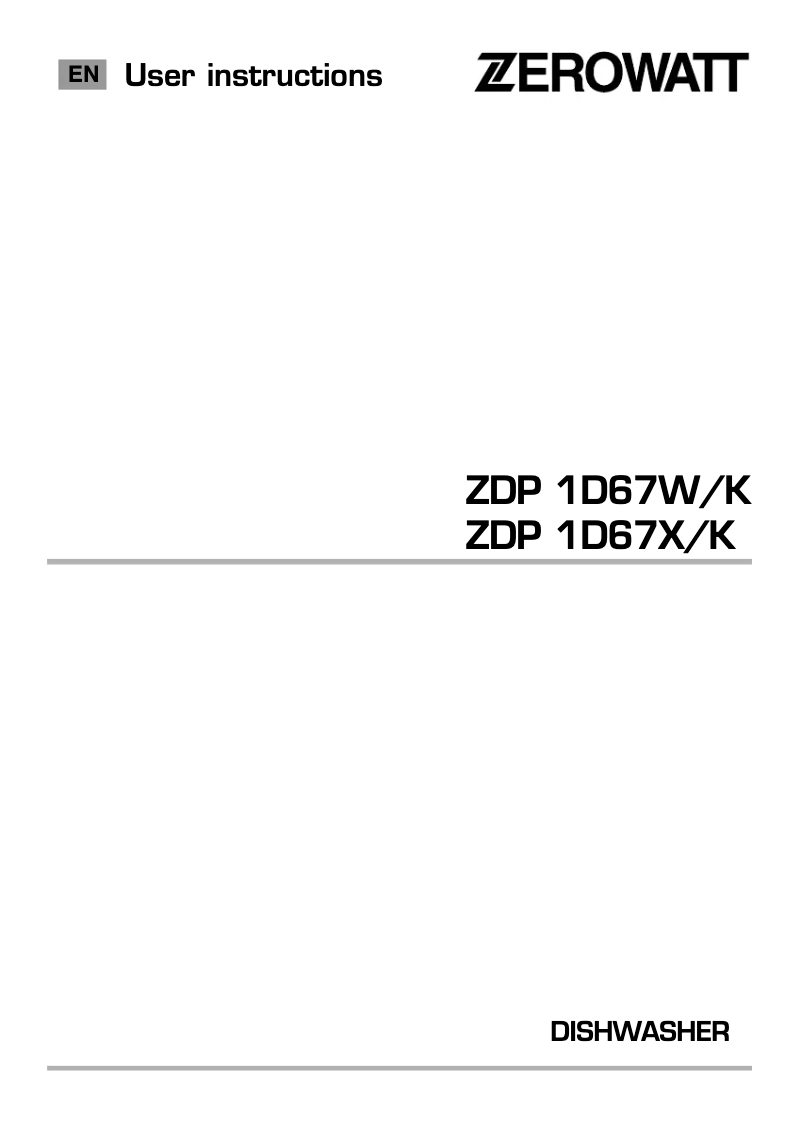 Page 1 de la notice Manuel utilisateur Zerowatt ZDP 1D67X/K