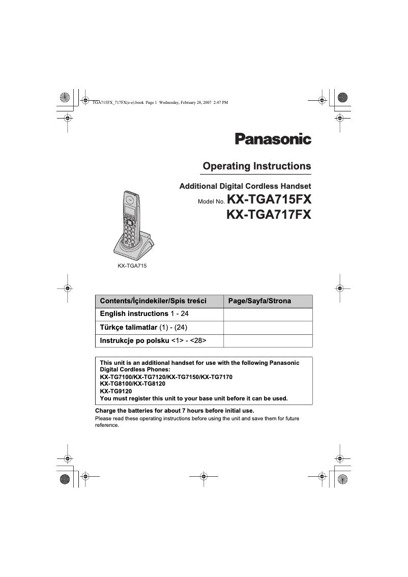 Página 1 del manual Manual de usuario Panasonic KX-TGA715FX
