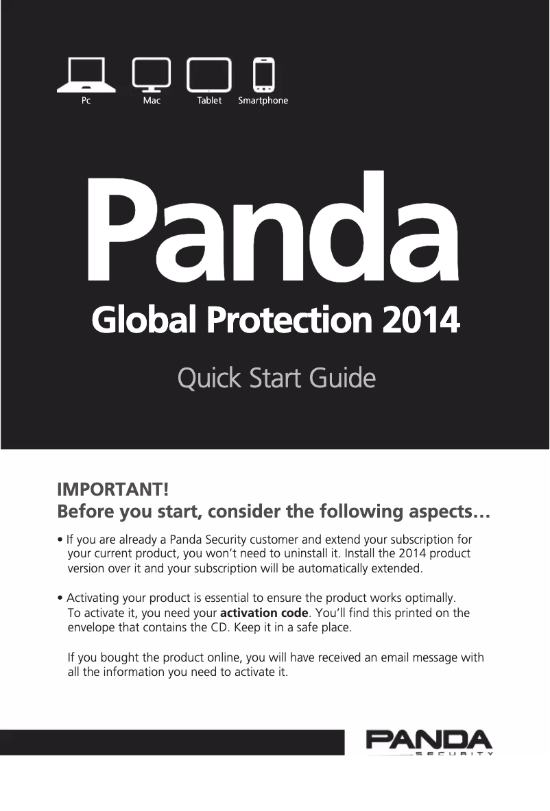 Page 1 de la notice Manuel utilisateur Panda Global Protection 2014