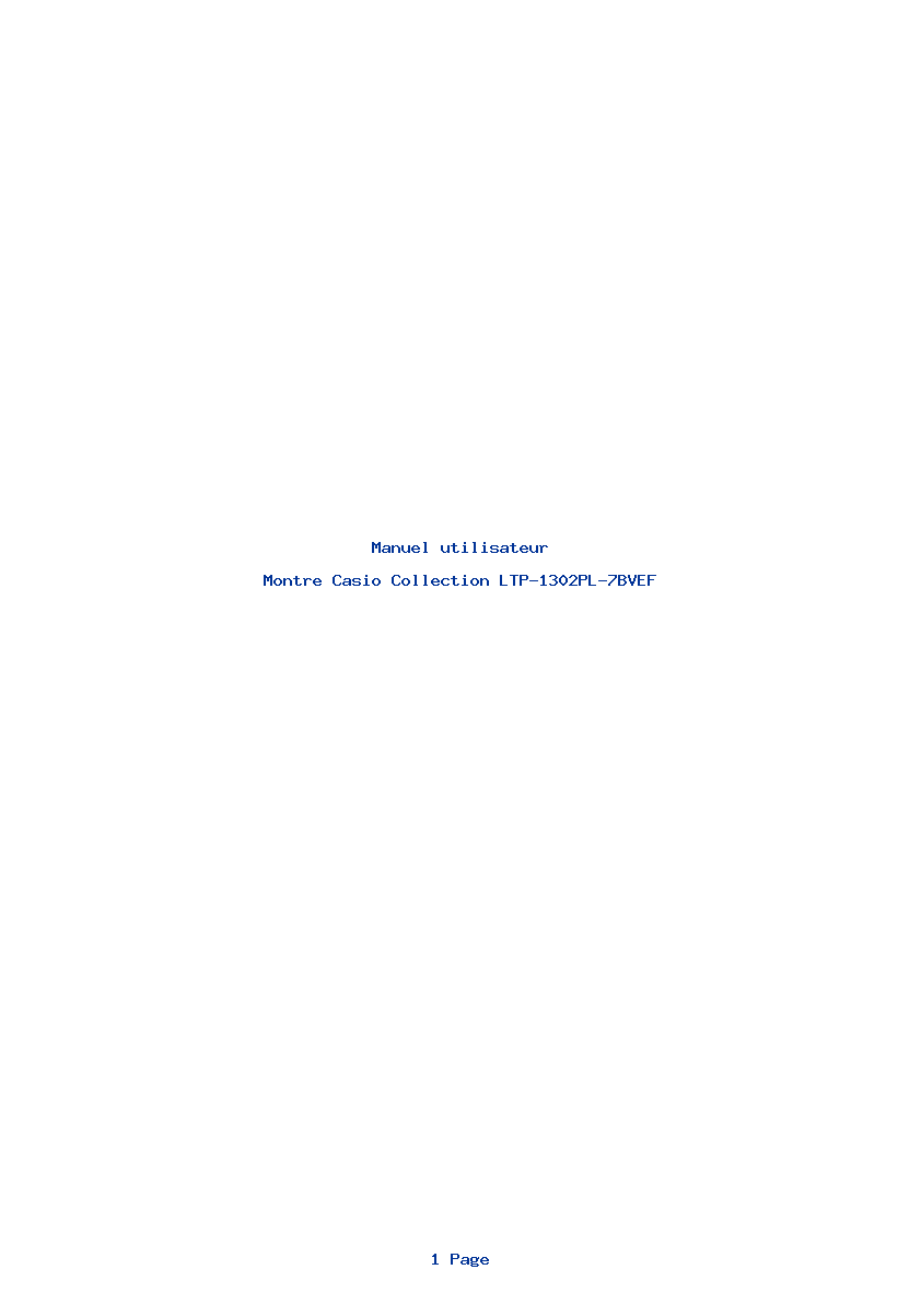 Page 1 de la notice Manuel utilisateur Casio Collection LTP-1302PL-7BVEF