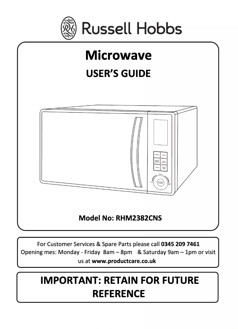 Page 1 de la notice Manuel utilisateur Russell Hobbs RHM2382CNS