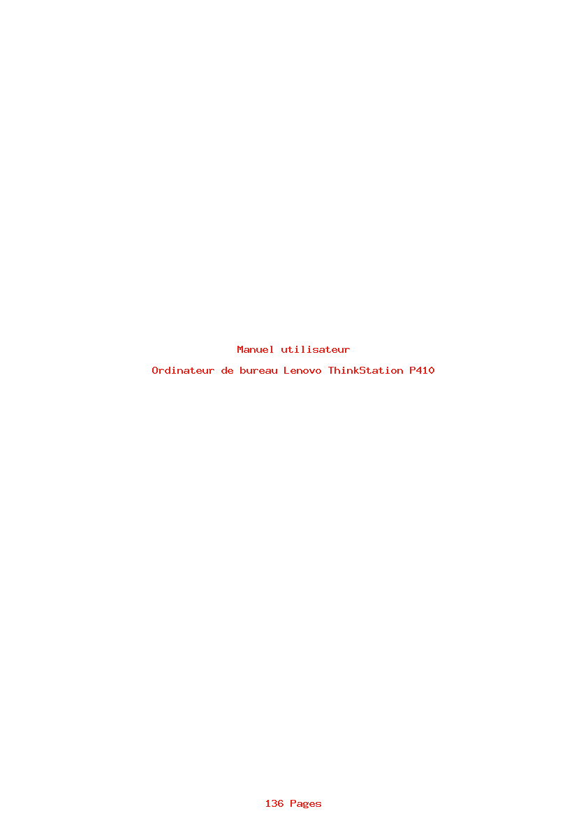 Page 1 de la notice Manuel utilisateur Lenovo ThinkStation P410