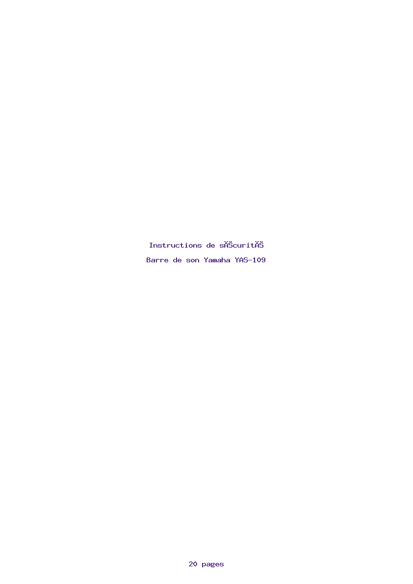 Page 1 de la notice Instructions de sécurité Yamaha YAS-109