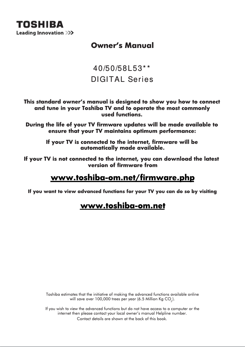 Página 1 del manual Manual de usuario Toshiba 40L5333