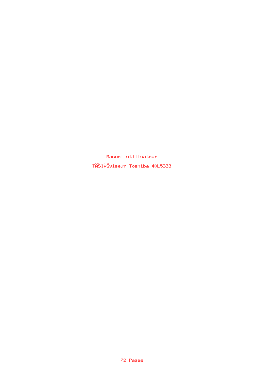 Page 1 de la notice Manuel utilisateur Toshiba 40L5333