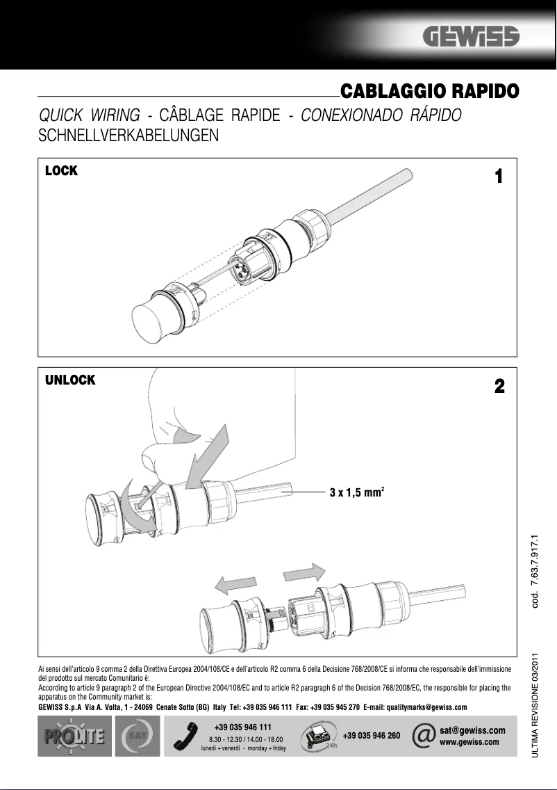 Page 1 de la notice Manuel utilisateur Gewiss GW80035F
