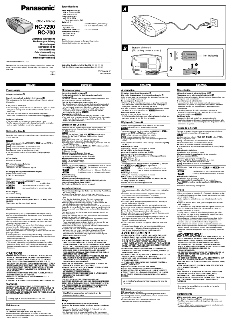 Página 1 del manual Manual de usuario Panasonic RC-7290E