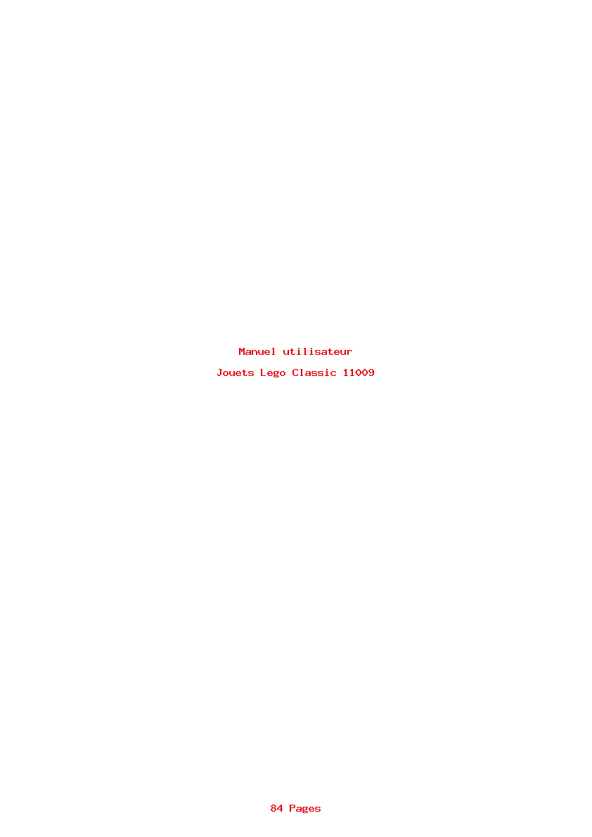 Page 1 de la notice Manuel utilisateur Lego Classic 11009